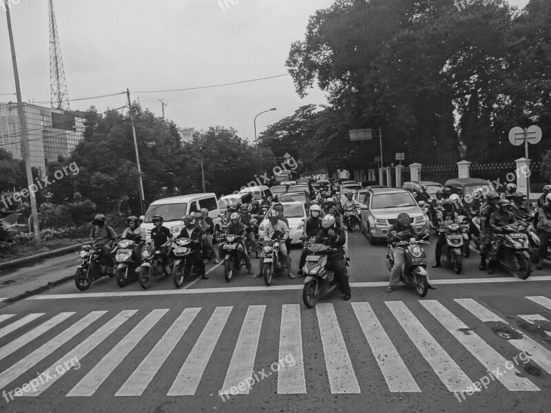 Black White Motorcycle People Road Free Photos