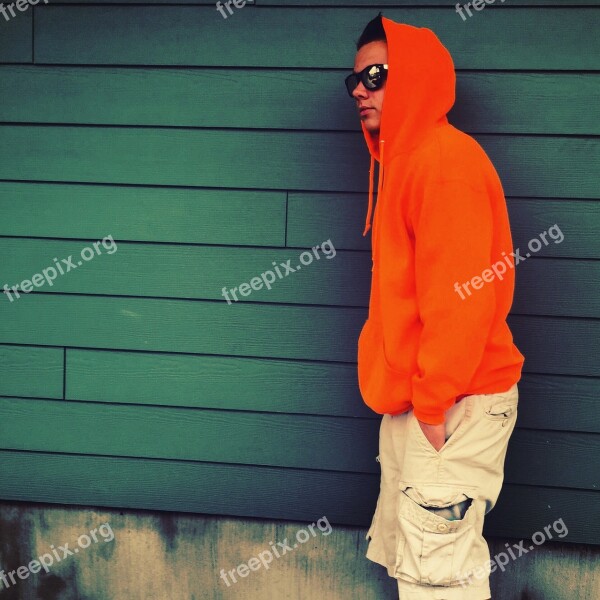 Hoodie Orange People Male Boy