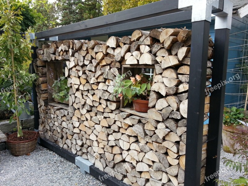 Holzstapel Wood Wall Partition Wall Cottage Park