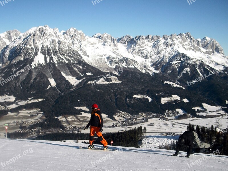 Mountains Snowboard Austria Sports Free Photos