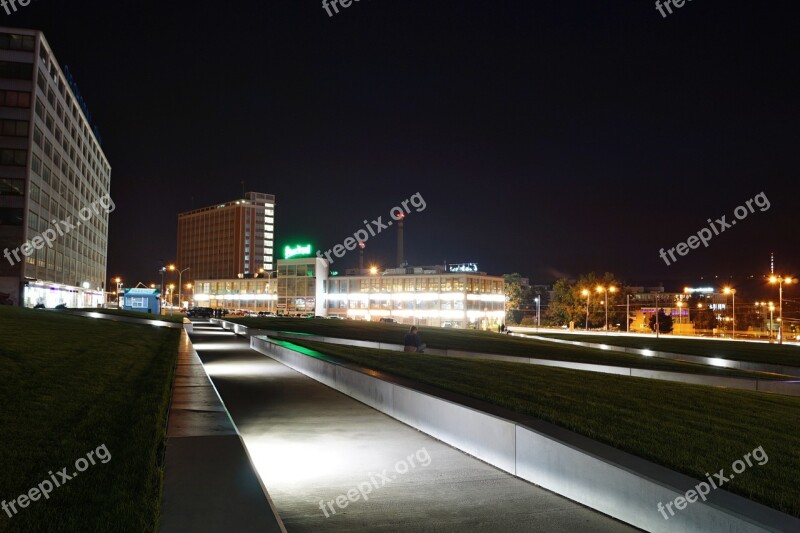 Zlín Evening Street Construction Neon