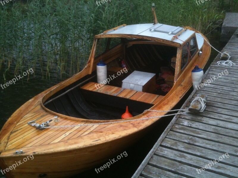 Boat Summer Pier Archipelago Wooden Boat