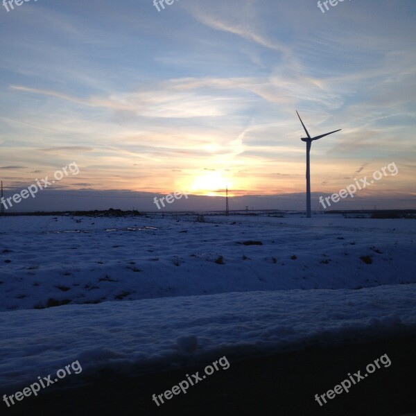 Eoliennes End Of Day Meurthe And Moselle Evening Sunset