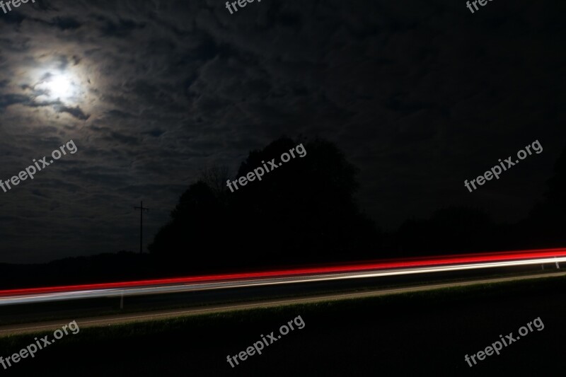 Road Long Exposure Lights Red Traffic