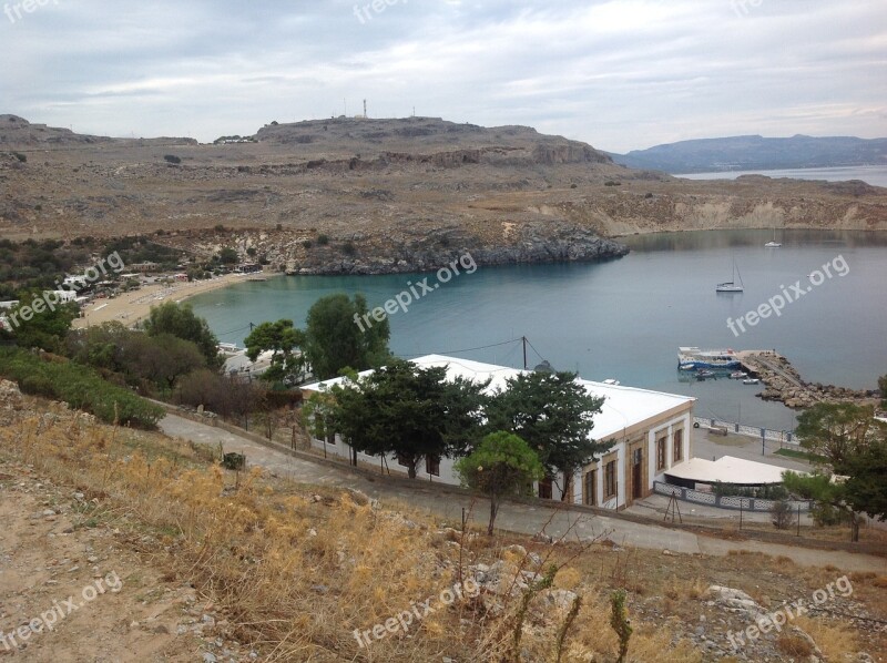 Summer Vacations Bay Lindos Free Photos