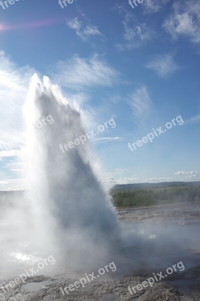 Geysir Geyser Hot Springs Water Iceland