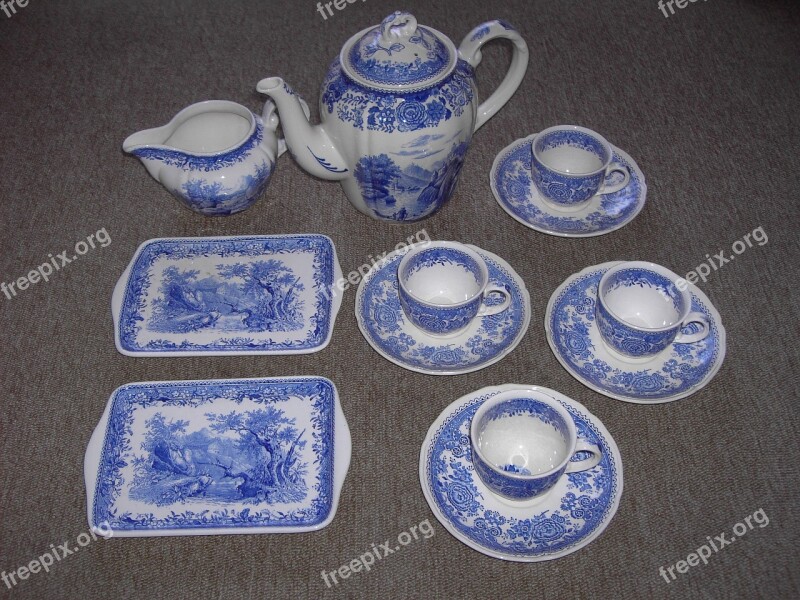 Tableware Coffee Blue Porcelain Plate