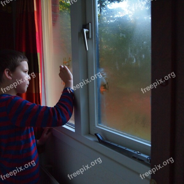 Fogged Window Boy Signs Autumn Artist