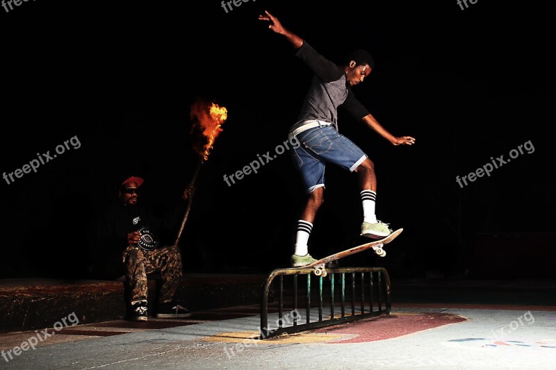 Skateboarding Caribbean African American Fire Adult