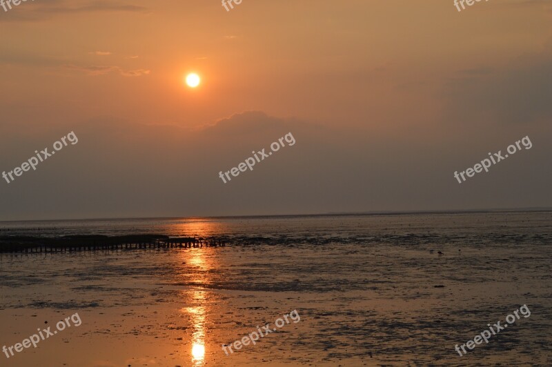 Sunset Spiekeroog Sea Beach Free Photos