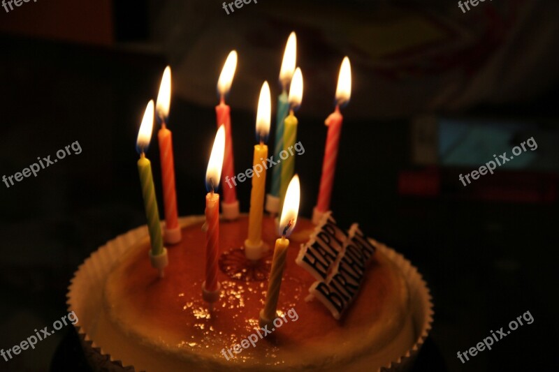 Birthday Cake Candle Cake Burning Candles Flame