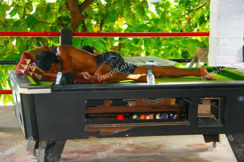 Sleeping Pool Table Thailand Vacation Lying