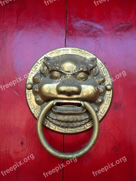 Door Doorknocker Wood Metal House Entrance