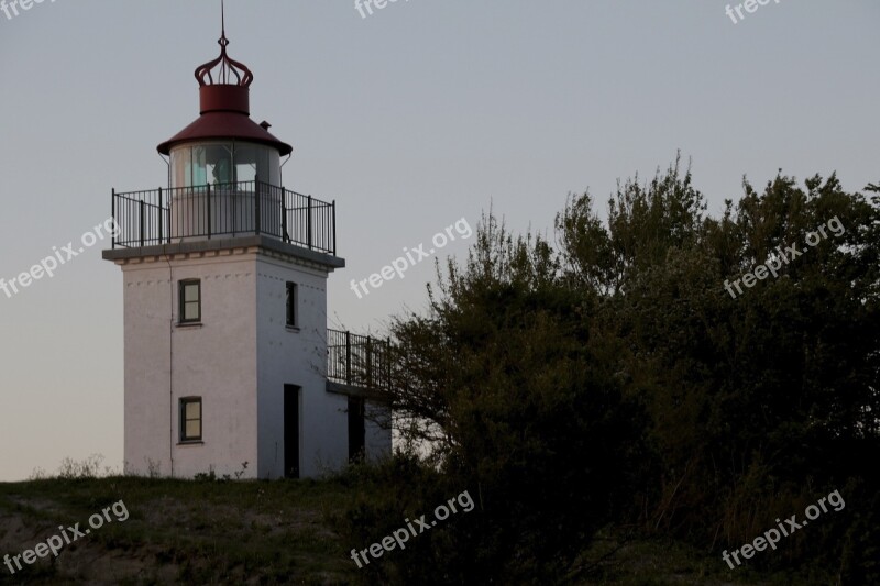 Lighthouse Tree Sundown Evening Dusk