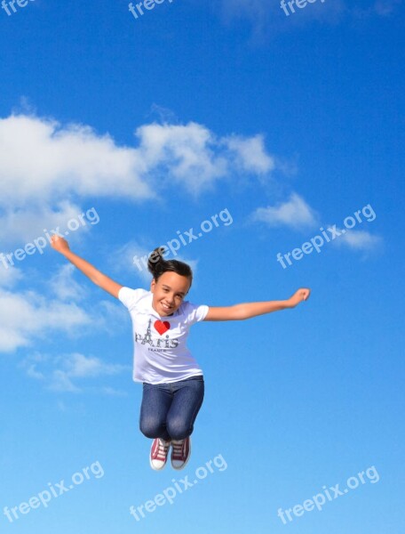 Girl Jumping Play Happy Fun