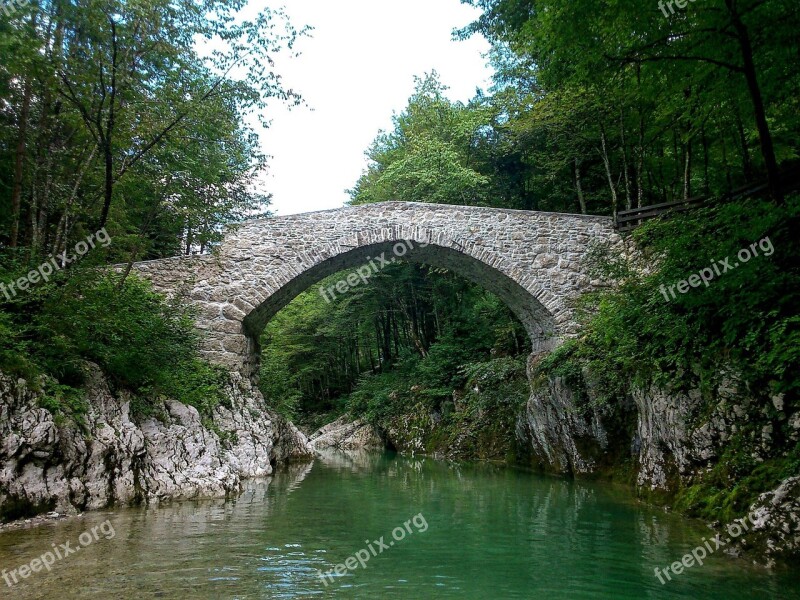 River Bridge Stone Nadiža Slovenia