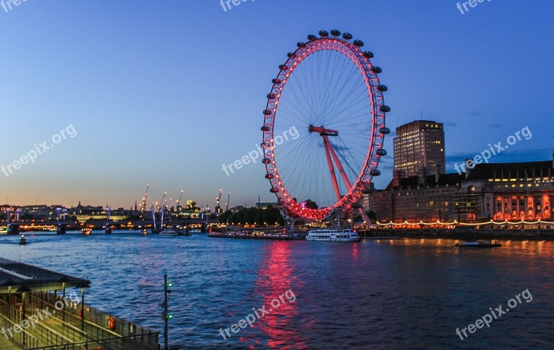 London Eye Ferris Wheel Night Evening Abendstimmung