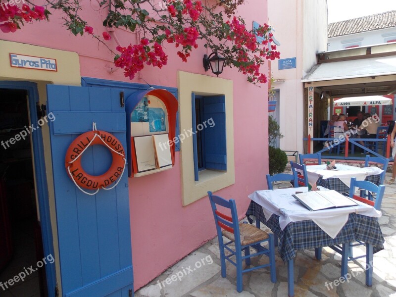 Greece Blue Table Vacation Travel