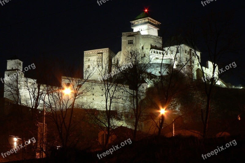 Slovakia Trenčín Castle Night Old