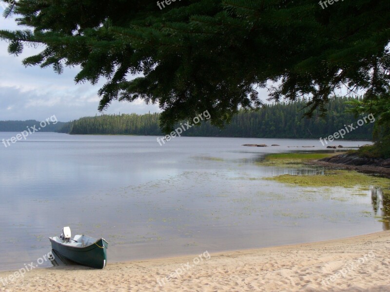 Lake Shore Beach Boat Canoe