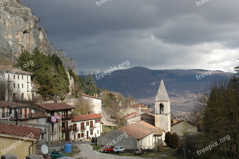 Abruzzo Borgo Landscape Sky Gray