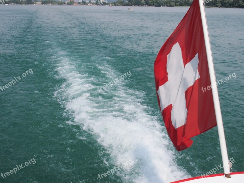 Flag Switzerland Lake Lake Biel More