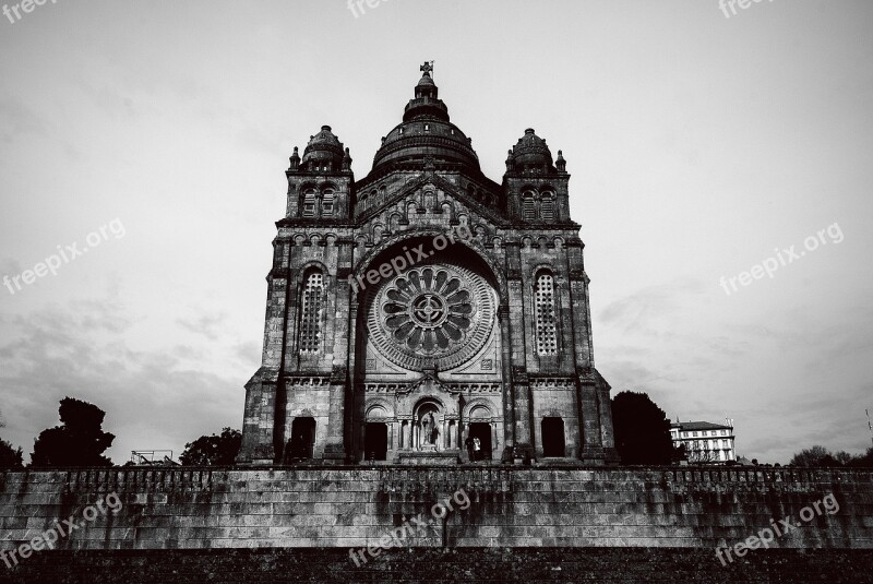 Monastery Santa Luzia Religion Viana Do Castelo Black And White