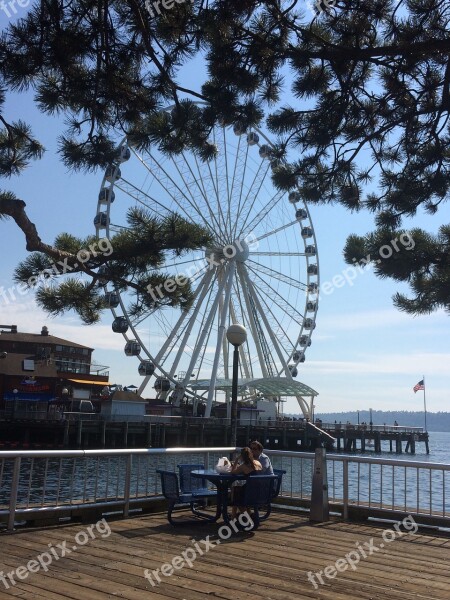 Ferris Wheel People Seattle Vacation Summer