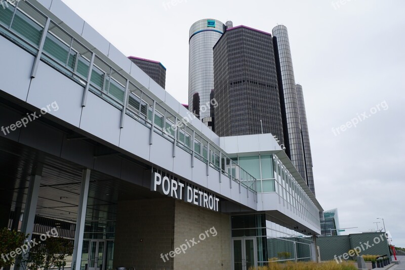 Port Detroit Water River Gm Renaissance Center Transportation