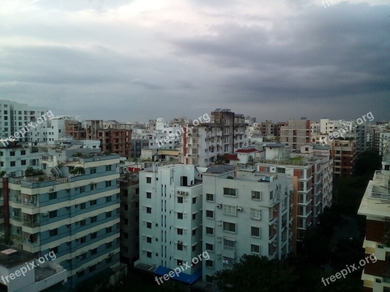 Cloud Sky Dark Light Block Of Flats