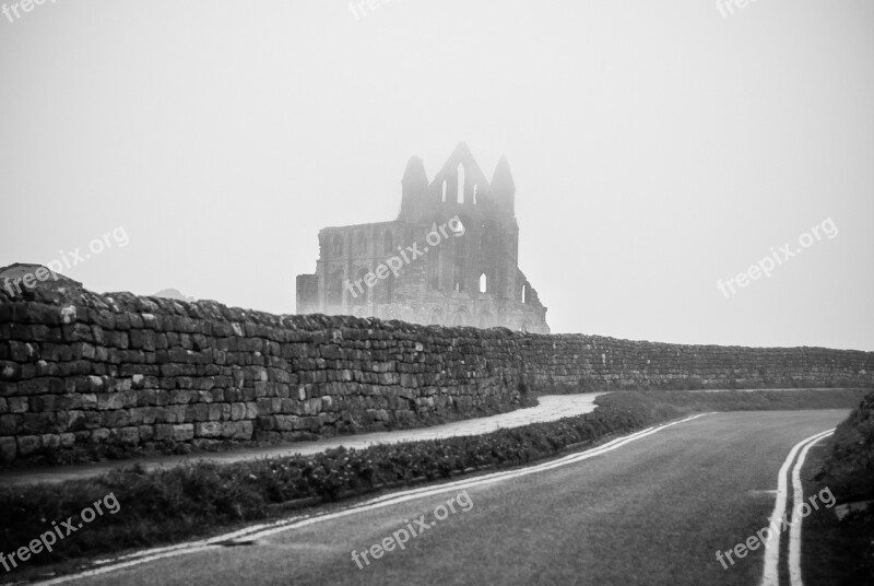 Whitby Abbey Ruins Black And White Dracula