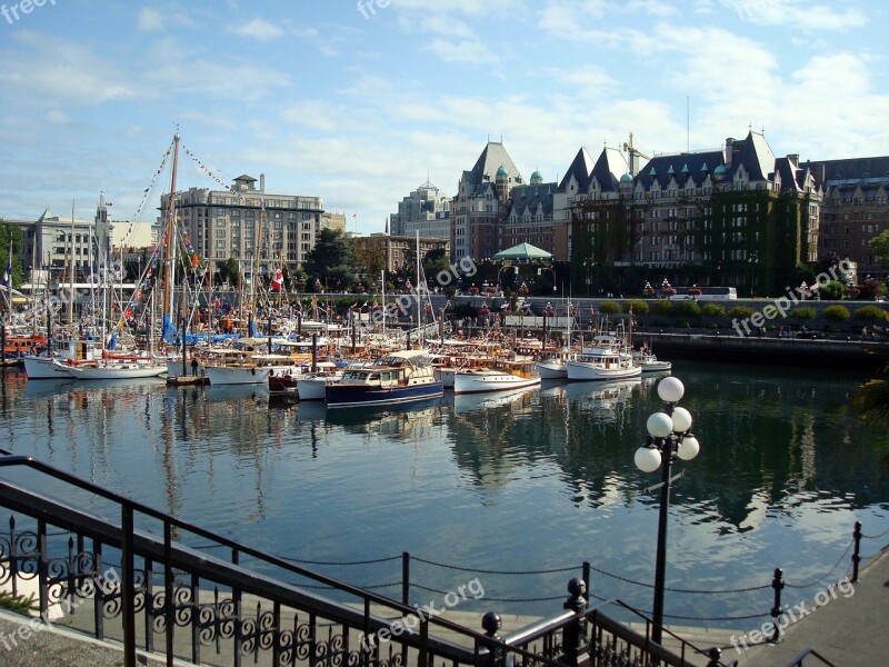 Victoria British Columbia Marina Boats Empress Hotel