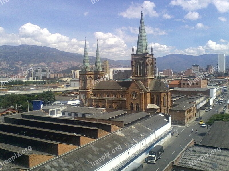 Medellin City Urban Landscape Temple View Of The City