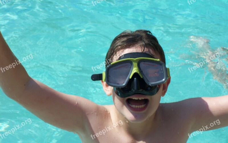 Swimming Diving Child Blue Swimming Pool