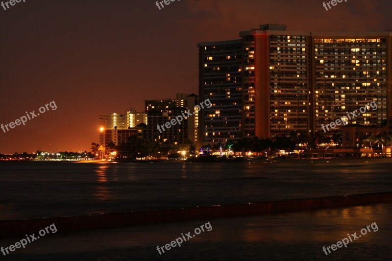 Havaii Night Mar Ocean Beach