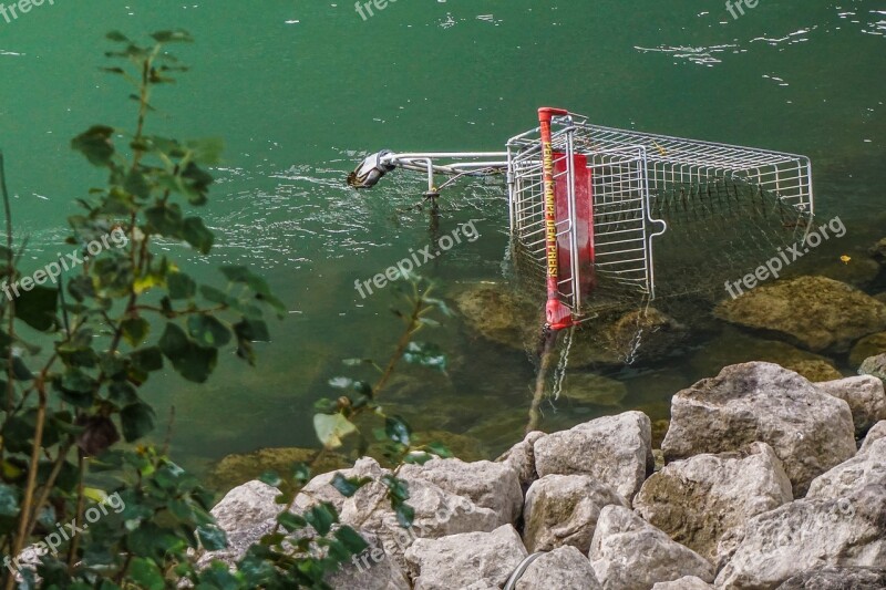 Vienna Danube Shopping Cart Stones Nature