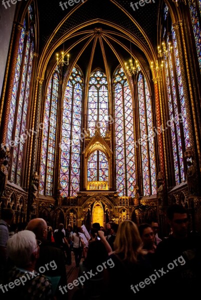 Sainte-chapelle Paris Church Stained Glass Windows Interior