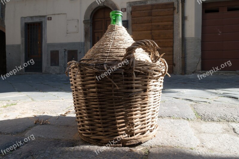 Wine Balloon Raffia Basket Transport Basket Patch