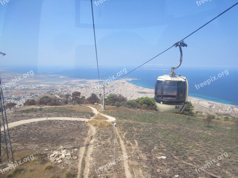 Cable Car Sicily Air Tourist Attraction Sea