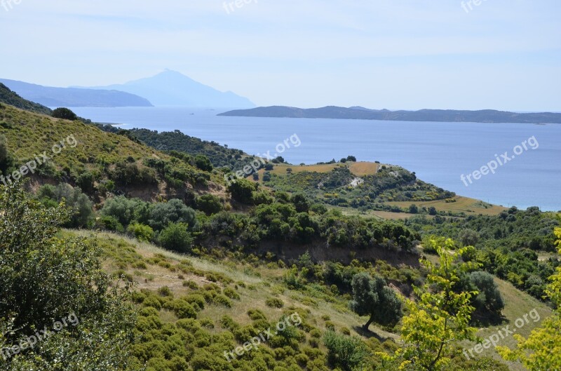 Greece Halkidiki Sea The Aegean Sea Mount Athos