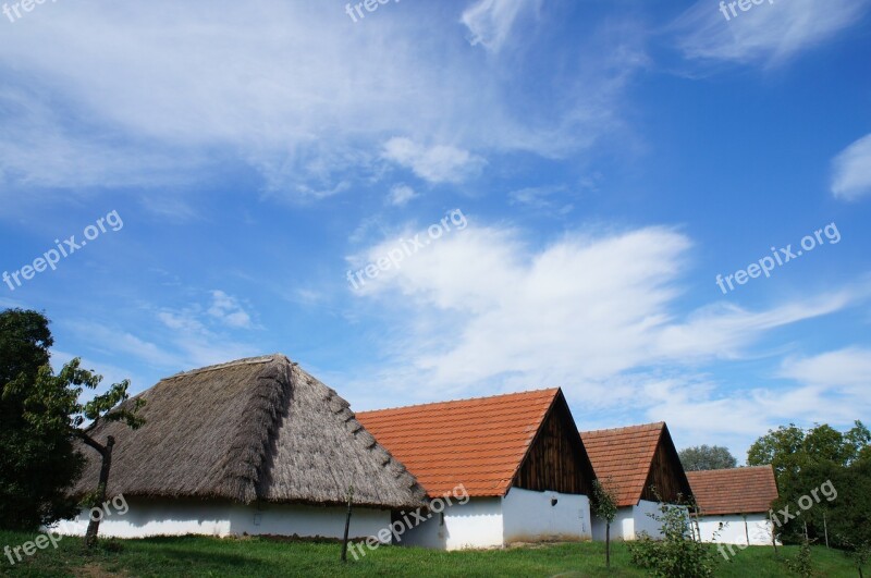 Village The Countryside Blue Sky Clouds Houses