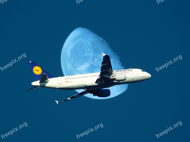 Aircraft Moon Twilight Sky Night Sky