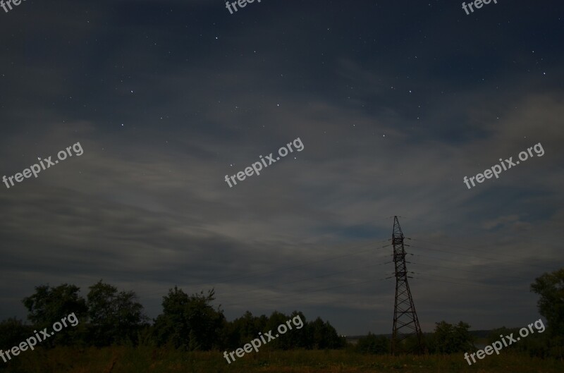 Night Stars Tower Swimming Pool View A Town