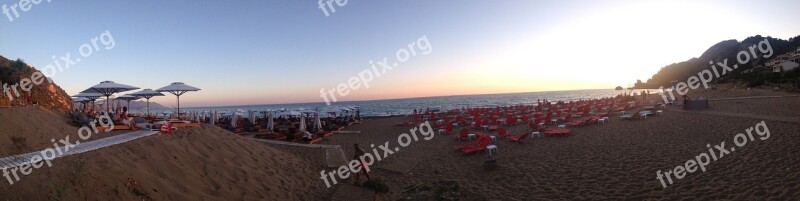 Beach Sunset Beach Umbrellas Summer Holidays