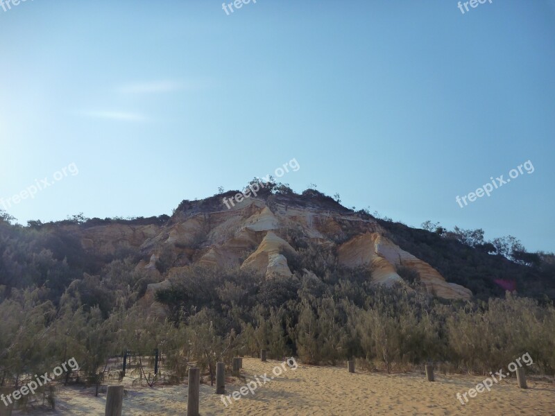 Coloured Sands Sand Dunes Fraser Island Australia Mountains