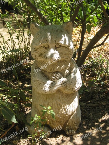 Garden Sculpture Raccoon Fox Forest Park