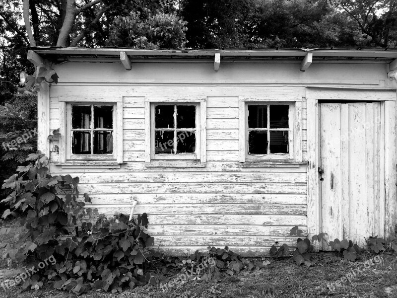 Barn Hangar Black And White Shack Old