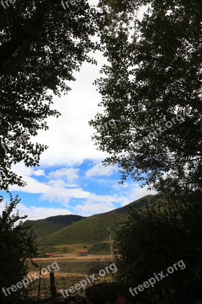 Xinduqiao Tibet Blue Sky And White Clouds Mountain Check Out