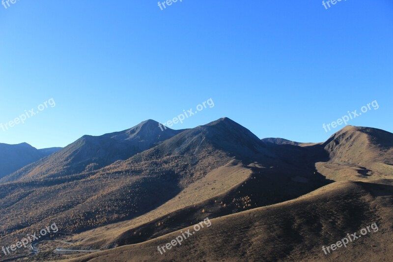 Mountains Blue Sky Autumn Sha Summer