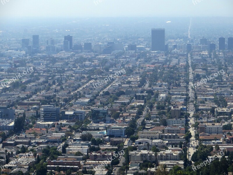 Big City Los Angeles Smog Road Trains Streets